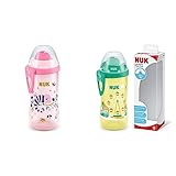 NUK Flexi Cup Trinklernflasche mit weichem Trinkhalm | Chamäleon Effekt | 300ml & First Choice+ Flexi Cup Trinklernflasche | ab 12 Monaten