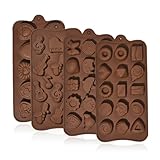 UR URLIFEHALL Schokoladen-Silikonformen für Trüffel, Ganache, Gelee, Pralinen, Brownie, Butter, Eiswürfel, 4 Stile, 4 Stück