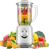 Standmixer, Smoothie Maker für schnelles 3D-Mehrwinkelschneiden, Mixer mit 2 Geschwindigkeiten und P-Turbo Boost, 700W und 24000 RPM Blender，1.25L großem Fassungsvermögen mixer Smoothie Maker