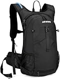 Arvano Trinkrucksack Fahrrad Rucksäck mit Trinkblase 2l, Thermofach, Klein Wanderrucksack für Damen & Herren, Schwarz Skirucksack Wasserdicht Rucksack für Wandern MTB Skifahren Snowboard Motorrad