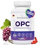 Bandini® OPC Traubenkernextrakt 200 Kapseln | Höchster OPC Gehalt nach HPLC |95% reines OPC je Kapsel aus italienischen Weintrauben | OPC Gehalt 1052mg EXTRAKT mit 999,4mg OPC + 24mg VITAMIN C