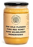 900g Reiner, Roher Wildblumen Honig 100% natürlich – ungefiltert, unerhitzt, nicht pasteurisiert, direkt aus dem Bienenstock - Raw Farm