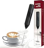 MAEXUS Milchaufschäumer Handheld, Milchaufschäumer Elektrisch Aufschäumer Stab Elektrisch, Perfekt für Latte, Kaffee und Cappuccino - Sicher, Leise, Einfache Reinigung, Batteriebetrieben - Schwarz