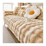 GGCYGG Weiche Plüsch Sofabezug Waschbar: Universelle rutschfeste Sofa überzug, Geeignet für 1/2/3/4 Sitzer, L Form Couch überzug Sofaschoner, Hund Katze(Light Brown,90 * 180cm)