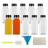 250ml Shot Flaschen zum Befüllen, 10 Stk Leere Plastikflaschen zum Befüllen, Wiederverwendbare Kunststoff Smoothie Saftflaschen zum Befüllen Transparent für Kühlschrank Juicer Shots Wasser Milch