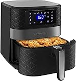 Heißluftfritteuse XXL, LLIVEKIT Heissluft Fritteuse 5,5L mit Rezeptbuch, Ohne Öl Air Fryer mit Digitalem LED-Touchscreen, 7 Programmen, Timer & Temperaturregelung, 1700W, Schwarz