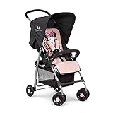 Hauck Disney Buggy Sport, Ultra Leicht - nur 5,9 kg, Klein Zusammenklappbar, Reisebuggy mit Liegefunktion, Sonnenverdeck, Großer Korb, Minnie Mouse Schwarz Rosa, 1 Stück