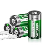 Palogreen Aufladbare Baby C Akku USB 6000mWh - 4 Stück 1.5V/Lithium Wiederaufladbare batterien C Akku hohe Kapazität Mit Typ C Ladekabel, 3 Stunden Schnellladung