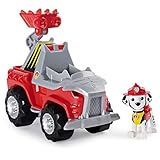 PAW PATROL Dino Rescue Marshalls Basis Fahrzeug mit Rückzieh-Mechanismus, inklusive Hundefigur und Überraschungs-Dino, Spielzeug für Kinder ab 3 Jahren