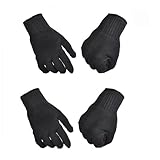 BAFEIYA 2 Stück Schnittfeste Sicherheitshandschuhe, Strapazierfähige Arbeitshandschuhe, Schwarze Selbstverteidigungshandschuhe, Handschuhe Aus Stahldraht-Metallgewebe