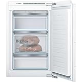 Bosch GIV21AFE0 Serie 6 Einbau-Gefrierschrank, 88 x 56 cm Nische, 97 L, Flachscharnier, Made in Germany, LowFrost seltener abtauen, BigBox Platz für großes Gefriergut