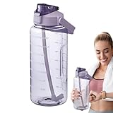 Generisch Trinkflasche Mit Strohhalm, Auslaufsichere Wasserflasche, Sport Wasserflaschen Mit Stroh, Trinkflasche Sport Mit Zeitmarkierungen, 11 X 29 Cm, Für Fitnessstudio Büro Draussen