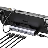 JSAUX Aufgerüstete Steam Deck Dock, 6-in-1 Dockingstation für Valve Steam Deck/OLED/ASUS ROG Ally X/Lenovo Legion go (S/2)/MSI Claw, HDMI 4K@120Hz, DREI USB 3.0, Gigabit-Ethernet, 100W Ladung-HB0603