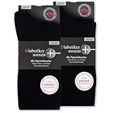 Diabetikersocken ohne Gummi & ohne Naht 97% Baumwolle (6 Paar) Diabetiker Socken mit Komfortbund für Damen & Herren 26806 WP (Schwarz 39-42)