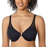 DELIMIRA Damen Vollschalen Vorderverschluss Seamless BH mit Bügel Ungepolster BHS Große Brüste Racerback Schwarz 90C
