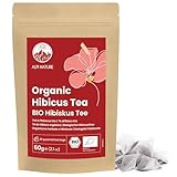 Hibiskustee BIO von Alpi Nature, 30 Tee Pyramidenbeutel à 2g, bio Hibiskus Teebeutel 60g, Hibiskusblüten getrocknet zur Zubereitung von Kräutertee und Hibiskusblütentee, Pyramiden Teebeutel