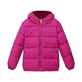 Sommerjacke Herren Kleinkind Kinder Jungen Winter Warme Jacke Oberbekleidung Solide Mäntel Mit Kapuze Daunenfüllung Outwear Warnwesten Auto Kinder (Hot Pink, 5-6 Years)