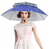 Faruxue Doppelter Regenschirm-Hut, 76,2 cm, für Erwachsene und Kinder, faltbar, wasserdicht, atmungsaktiv, leicht und kompakt, für Angeln, Garten, Sonnenschutz, Outdoor