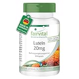 Fairvital | Lutein 20mg + Zeaxanthin - 90 Kapseln - Hochdosiert & mikroverkapselt - VEGAN - ohne Magnesiumstearat