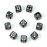 Hochqualitative 16 mm Würfel von Waldfelsen® in 15 Farben Augenwürfel Spielwürfel Set (10 Stück, Schwarz)