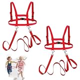 2 Stück Pferdeleine zum Spielen für Kinder Pferdegeschirr für Kinder zum Spielen,Verstellbares Pferdeleine Kinder, Holzpferd Zubehör (Rot, 2-teiliges Set)