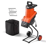 AIVOLT Elektro Gartenhäcksler Messerhäcksler Holzhäcksler,2500W,45mm Aststärke,inkl Fangsack 50L und Ein Paar Ersatzklingen