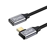 CAKOBLE Rechtwinkliges USB C-Verlängerungskabel, 10Gbps USB Typ C zu USB C Kabel 3.1 Gen 2 90-Grad-Ellbogen-Design Stecker auf Buchse Verlängerung, 100W 20V/5A 4K@60Hz USB C Adapter, 25 cm