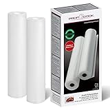 Profi Cook Profi-Folienrollen 28cm x 6m inkl. 2 Rollen, für alle Balken Vakuumierer und viele Folienschweißgeräte, sehr stark-reißfest und kochfest, Sous Vide geeignet, wiederverwendbare Folienrollen