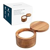 KITCHENDAO Acacia Holz Salzdose, Salzstreuer mit Magnetischer Schwenkdeckel Für Küchen geeignet und Esszimmer, Aufbewahrung von Salz Meersalz Gewürzen Pfeffer Kraut, 6oz