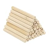 PATIKIL 60 Stück 5 x 60mm Holzdübel Set, Riffelholzdübel Holzstifte Dübel Set Gerillte Holzübelstifte Dübel Holz mit Rillen für Zimmerei Möbel Tür Kunsthandwerk Projekte