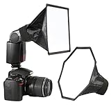 waka waka Universal-Blitzdiffusor Speedlight-Softbox-Kit, faltbarer Blitzreflektor, tragbare kleine Softbox für Canon Nikon Speedlite, 20 cm Achteck-Softbox, 20 x 15 cm rechteckige Softbox mit Trageta