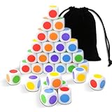 30 PCS Farbwürfel,farbwürfel 6 Farben Mit Punkten Anpassbare,16 MM Punkten Anpassbare Würfel,Bunte Würfel Kann Im Klassenzimmer Verwendet Werden, Um Grund- Und Neutrale Farben Zu Unterrichten.