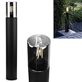 Lumiled Wegeleuchte Außen Pollerleuchte Stehlampe 60cm Schwarz Rauchglas Kunstsoff und Glas IP54 E27 Fassung max 13W Gartenleuchte spritzwasserdicht Außenstehleuchte Außenbeleuchtung