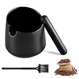 Forhandy Abklopfbehälter für Siebträger mit Reinigungsbürste Mattschwarz Knock Box für Kaffeesatz Kaffeemaschine für Abschlagbox Siebträgermaschin Siebträger Zubehör