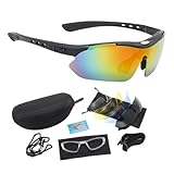 Polarisierte Sport-Sonnenbrille – Golf-Sonnenbrille, Outdoor-Schutz-Sonnenbrille, 5 Gläser, winddichte Rennradbrille, Reitbrille, polarisierte Sonnenbrille für Radfahren, Angeln, Laufen
