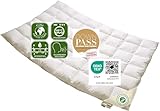 Vitaschlaf® Bio-Luxe-KBA TESTSIEGER W3 - Sommer Organic 100% GÄNSE Daunendecke Deutsche Qualität Downpass (155 x 200 cm)