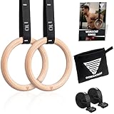 GORNATION Turnringe Holz, Gym Rings, Ringe für Calisthenics, Turnen, Fitness, Sport, Olympische Gymnastikringe + Befestigungsgurte mit Markierungen & Tasche für Indoor & Outdoor Training