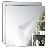 2 Stück HD Klebespiegel Selbstklebend, 20 x 20cm Flexibler Spiegelfolie Wandspiegel Wandaufkleber aus Acryl Dekospiegel Wanddekoration für Bad, Küche, Schlaf- und Wohnzimmer