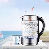 DSJ Elektrischer Wasserkocher Aus Glas, 1.7L Eco-Wasserkocher Mit Beleuchteter Led, Bpa Free Cordless Water Boiler Mit Edelstahl-Innendeckel Unten, Auto-Off Boil-Dry Protection, 1800W