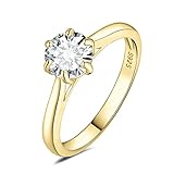 JewelryPalace 6.5mm 1ct Rund Zirkonia Solitär Promise Ring Damen, Braut Schmuck Set, Verlobungsring Damenring Ringe Silber 925 mit Stein für Frauen, Simulierte Diamant Jubiläum Eheringe Vergoldet 57