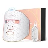 IBORRIA LED-Gesichtsmaske mit Rotlichttherapie, Led Maske Lichttherapie für Gesicht und Haut, 3-Farben mit Nahinfrarotlicht, Pflegegerät und Schön für alle Hauttypen, zu Hause (Weiß)