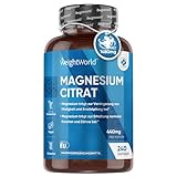 Magnesiumcitrat - 240 vegane Magnesium Kapseln - 1480mg reines Magnesium Citrat mit 440mg elementarem Magnesium - Sport Elektrolyte für Ihr Training & Fitness - Magnesiumcitrat Pulver - WeightWorld