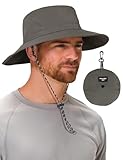 MELLIEX Sonnenhut Herren Damen UV-Schutz Boonie Hat Wasserdicht Atmungsaktiv Wanderhut Breite Krempe Anglerhut Outdoor Safari Hut, Grau