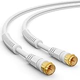 HB-DIGITAL 10 m SAT TV Antennenkabel Koaxialkabel HDTV 8K 4K Anschlusskabel + Radio Mantelstromfilter Vergoldete Metallstecker - Weiss