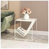 YCCHAH Wohnzimmermöbel Eisen Sofa Beistelltisch Ecktisch Kleiner Haushalt Nachttisch Kreativ Einfacher Kleiner Couchtisch Wohnzimmer Beistelltische Wohnzimmer (Weiß, 45 x 45 x 50 cm)