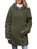 RITOSTA Teddyjacke Damen Winter Fleecejacke mit Kapuze Herbstjacke Winterjacke Warme Kapuzenpullover Damen-Jacken Zipper Hoodie Mantel Plüschjacke mit Taschen