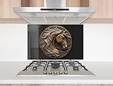 Myphotostation 63 x 45,7 cm Majestätischer Pferdekopf-Glas-Küchenrückwand aus gehärtetem Glas, Spritzschutz für Küche, Herd-Wandschutz, Herd-Wandplatte, Herd-Rückabdeckung