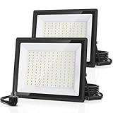 Lux Straes 150W LED Strahler Außen 2er Pack, IP66 Wasserdicht und Superhell 16500LM Scheinwerfer, Flutlichtstrahler mit Stecker in 6500K Kaltweiß für Garage, Werkstatt, Garten, Stadion