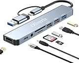 USB C Hub 3.0, 8 in 2 USB Hub 3.0 Multiport Adapter mit SD&TF Kartenleser, USB 3.0&USB 2.0 Ports, 3.5mm Audio Anschlüsse, USB Typ C Hub für MacBook Air/Pro, Galaxy, iPad, Windows usw