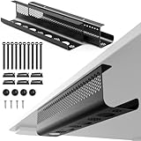 KHAMAL Kabelkanal Schreibtisch 2 Pack - Kabelmanagement unter dem Schreibtisch, schwarzer Schreibtisch Kabelkanal für aufgeräumten Büro- und Heimschreibtisch